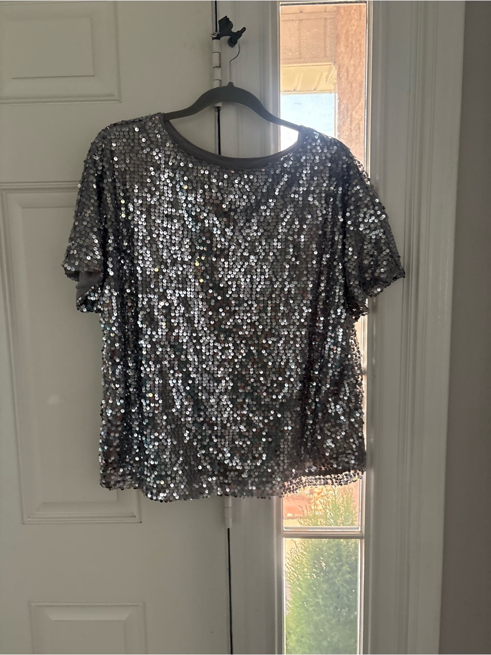 Wishlist Silver Sequin Short Sleeve Tee